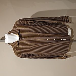 Mens XL Original Penguin Vintage Striped with Knotted Cuff Links Long Sleeve Brn